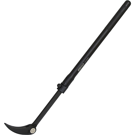 Eine schwarze Brechstange, leicht angewinkelt, mit rundem Griff. Auf dem Stiel steht in kleiner Schrift 'KS TOOLS'.