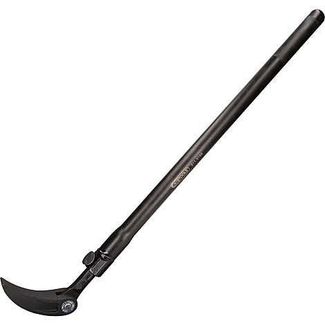Eine schwarze Brechstange, die auf einem weißen Hintergrund liegt. Der Name des Herstellers ist lesbar.