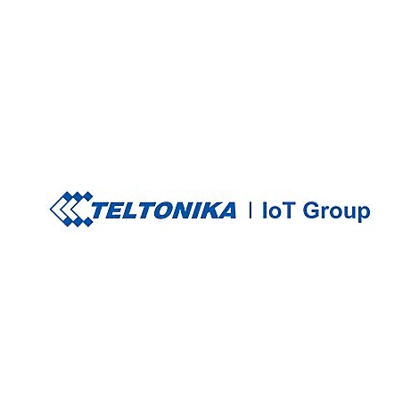 Blaues Logo der Firma Teltonika IoT Group auf weißem Hintergrund.