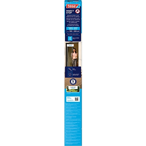 tesa® Fliegengitter INSECT STOP, zum Befestigen an Türrahmen, mit Aluminiumprofilen, L 1000 x B 2200 mm, anthrazit-transparent