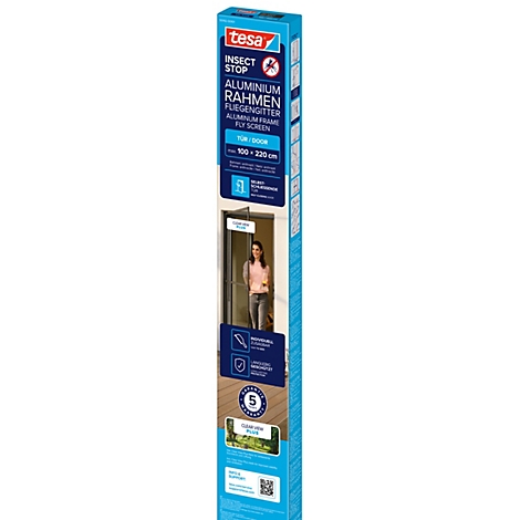 tesa® Fliegengitter INSECT STOP, zum Befestigen an Türrahmen, mit Aluminiumprofilen, L 1000 x B 2200 mm, anthrazit-transparent