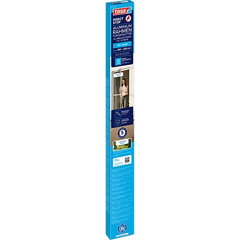 tesa® Fliegengitter INSECT STOP, zum Befestigen an Türrahmen, mit Aluminiumprofilen, L 1000 x B 2200 mm, weiß-transparent
