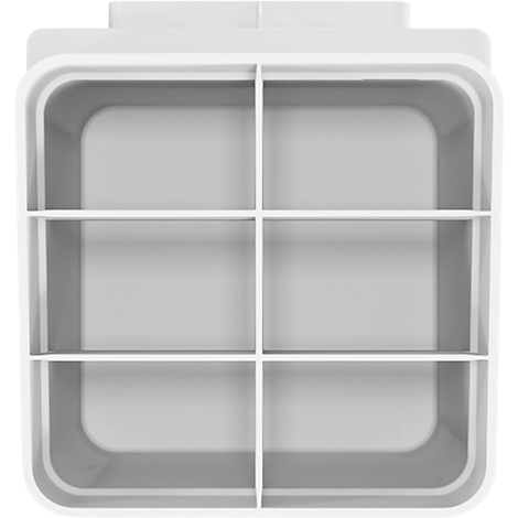Witte vierkante container met meerdere compartimenten.