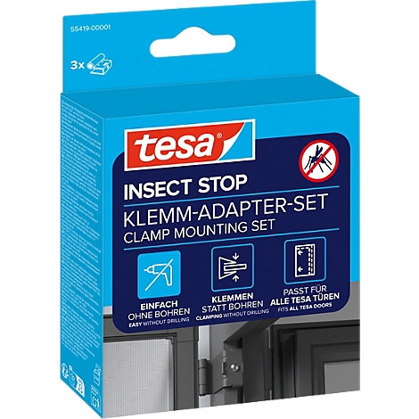 tesa® Klemm-Adapter-Set INSECT STOP, 3-teilig, für Türen und Fenster, anthrazit