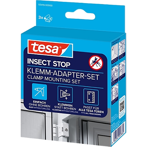 tesa® Klemm-Adapter-Set INSECT STOP, 3-teilig, für Türen und Fenster, weiß