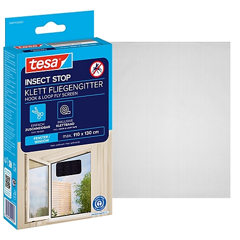 tesa® Moustiquaire auto-agrippante INSECT STOP, à fixer sur le cadre de la fenêtre, L 1100 x l 1300 mm, anthracite-transparent