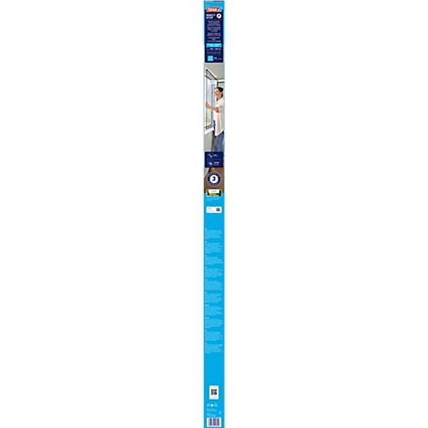 Une personne est assise à un bureau, travaillant sur un ordinateur portable. La zone supérieure affiche des panneaux d'information, la zone inférieure est bleue.