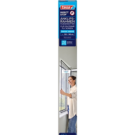 tesa® Moustiquaire INSECT STOP, à fixer sur le cadre de la fenêtre, L 1200 x l 1400 mm, anthracite-transparent