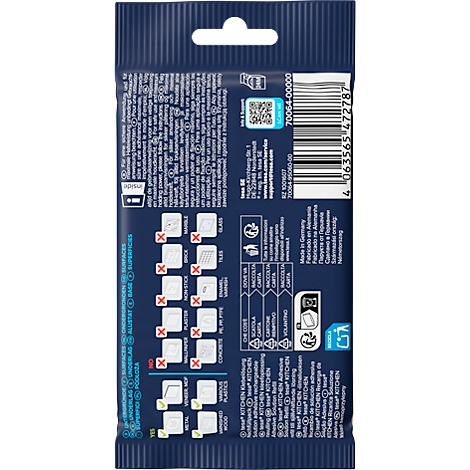 Rückseite einer Packung mit Produktinformationen und einem Barcode.