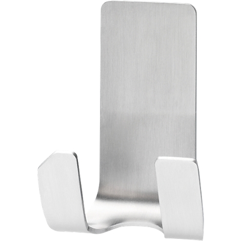 A single, silver hook, with a rectangular back and two forward-facing hooks.