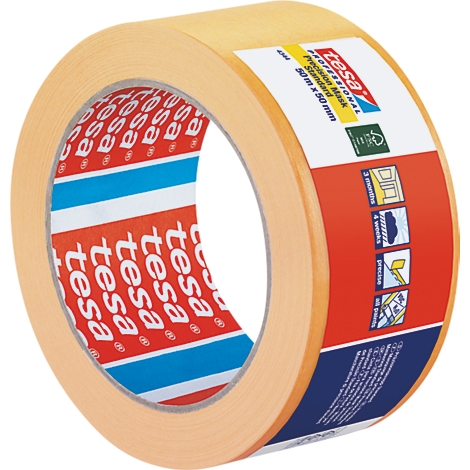 Ruban adhésif brun clair avec lettrage rouge et bleu. La bobine indique "tesa PROFESSIONAL".