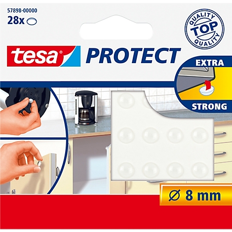 Produktverpackung mit transparenten Stoßdämpfern. Anwendung in einer Küche, zusätzlich Produktanwendung und Produktabbildung mit Schriftzügen.
