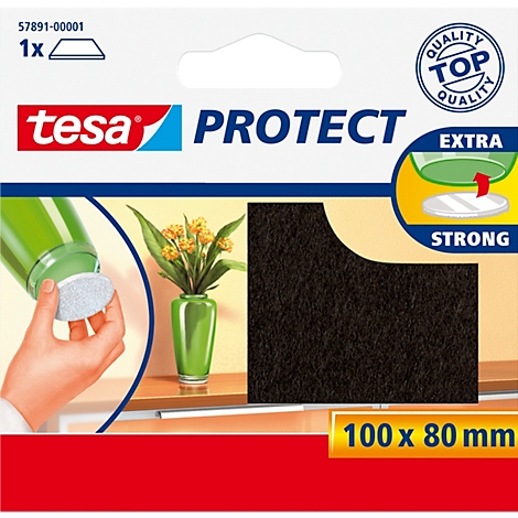 tesa® vilten glijders Protect®, rechthoekig, zelfklevend, L 80 x B 100 mm, bruin, per stuk