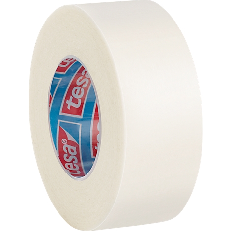 Un rouleau de ruban adhésif blanc. Le logo Tesa est visible sur le rouleau.