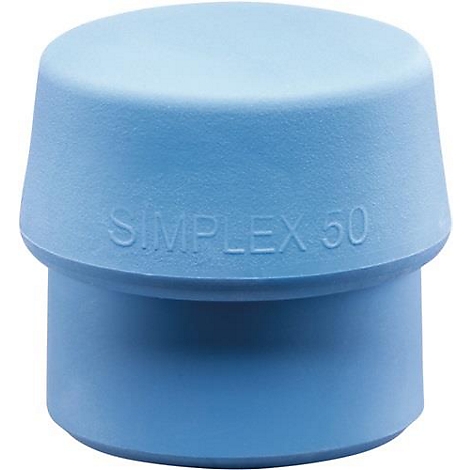 Bouchon en plastique bleu clair en forme de champignon avec l'inscription "SIMPLEX 50".