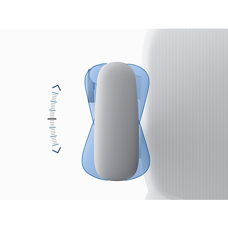 View of a hearing aid in the ear with a blue border and scaling indicator.