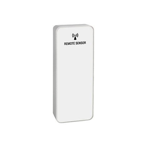 Rechteckiger, weißer Fernsensor mit Funksymbol und schwarzem Schriftzug REMOTE SENSOR.