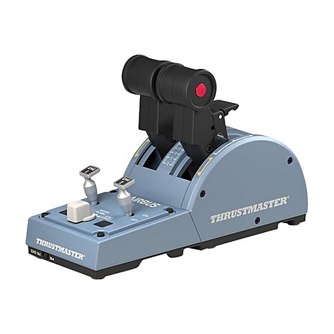 Thrustmaster Schubhebel-Einheit im Airbus-Design auf weißem Hintergrund.