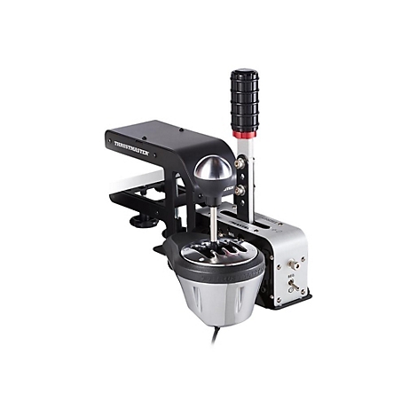 Thrustmaster TH8A Gaming-Schalthebel mit H-Schaltung und sequenziellem Modus vor weißem Hintergrund.