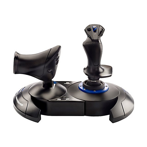 Schwarzer Joystick fÃ¼r Spielekonsolen. Zwei Griffe, einer fÃ¼r die linke und einer fÃ¼r die rechte Hand, montiert auf einer schwarzen Basis.