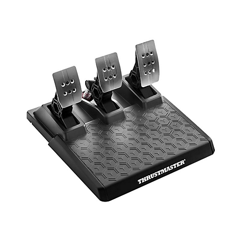 Dreifach-Pedal für Rennspiele, Metallpedale und Basis mit sechseckigem Muster.