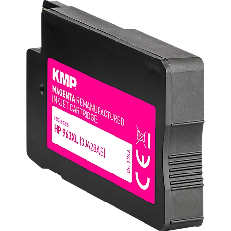 KMP Tintenpatrone Magenta, wiederaufbereitet für HP 963XL, isoliert vor weissem Hintergrund.