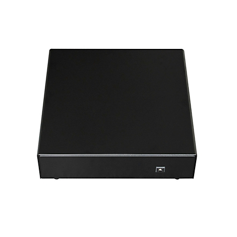 Boîtier noir, plat et rectangulaire avec un petit port à l'avant.