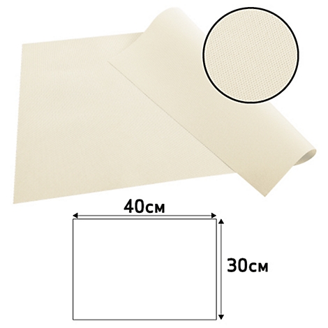 Beige Zeichenpapier, gefaltet mit einem kreisförmigen Ausschnitt für die Textur. Maße: 40cm x 30cm.
