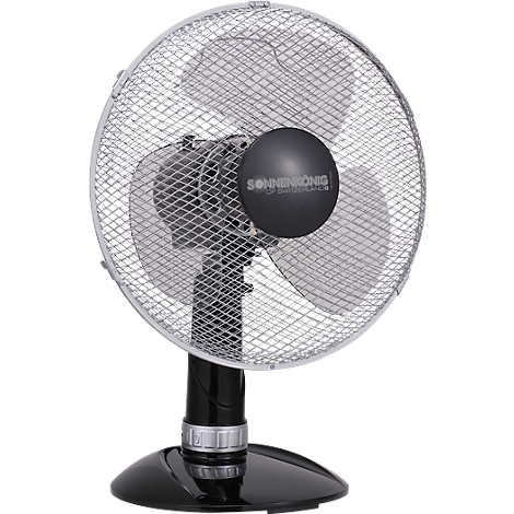 Tischventilator Black 12â³, Rotor Ã 340 mm, 3 Geschwindigkeiten, 40 W, schwenkbar, B 350 x T 250 x H 480 mm, schw.-silber