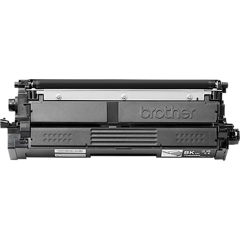 Cartouche de toner noire Brother sur fond blanc.