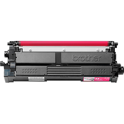 Cartouche de toner Brother magenta sur fond blanc.