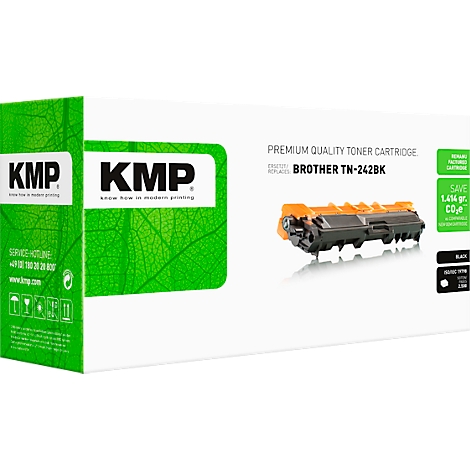 Verpackung der KMP Tonerkartusche für Brother TN-242BK in Weiß und Grün.