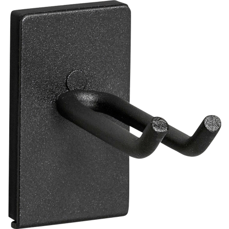 Tool holder WFI, magnetic, 2 hooks, L 64 x W 7 x H 64 mm, steel, black, 2 pieces