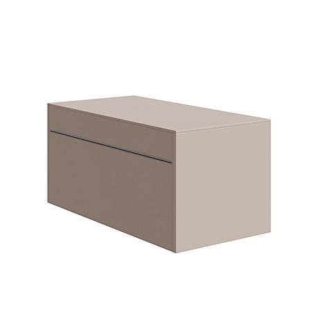 A beige, rectangular cabinet with a drawer, against a white background.