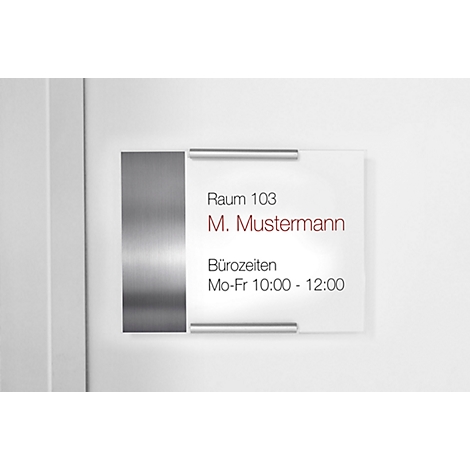 Sign on an office door with room and name information, as well as office hours.