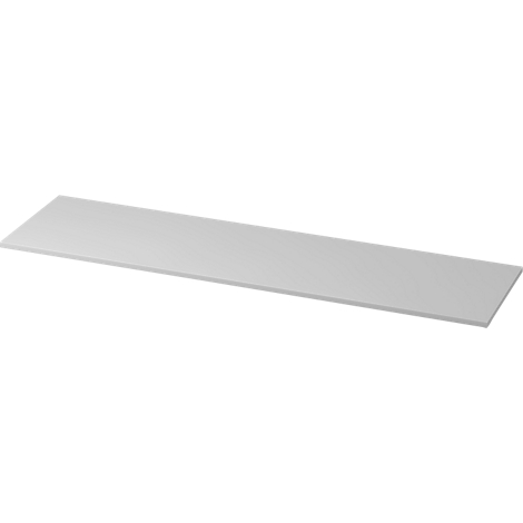 Long, light-colored shelf, slightly angled, rectangular shape, gray surface.