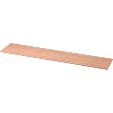 A long wooden board with rounded edges in light brown.