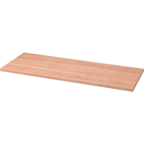 Wooden board, rectangular, light brown, with grain. Taken slightly diagonally from above.