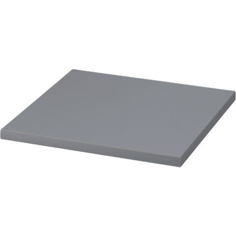Grey, rectangular plate with slightly rounded edges.