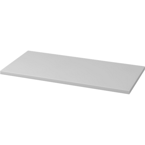 Gray, rectangular shelf. Top edge slightly raised.