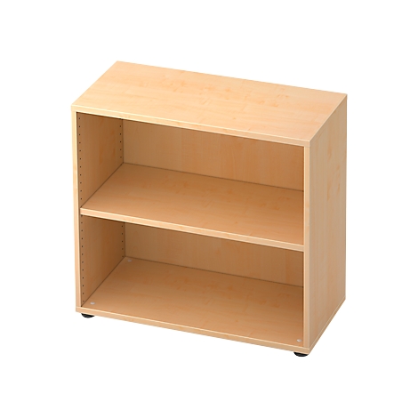 A light wood shelf with two shelves.