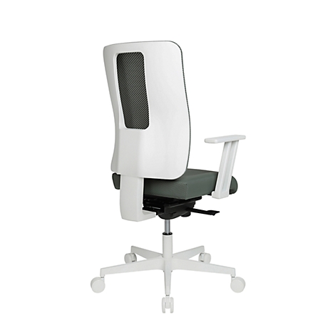 Bureaustoel, witte rug, grijze zitting, draaibaar.