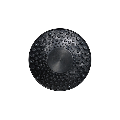 Black, round balance board with studs, a recessed round area in the center.