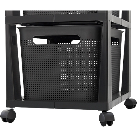 Tour de rangement BRISEN, avec roulettes, 3 x 16 litres, jusqu'à 30 kg, tiroirs amovibles des deux côtés, plastique recyclé, sans BPA, L 300 x l 366 x H 770 mm, anthracite