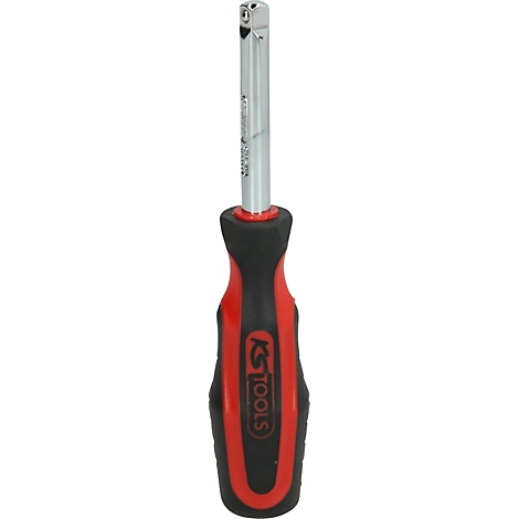 Un outil avec un manche rouge et noir et une tête argentée. Le manche porte l'inscription 'KS TOOLS'.