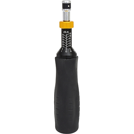 Clé dynamométrique. Design noir et jaune. L'échelle indique les unités cN.m.