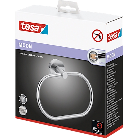 Metal towel ring in packaging, 'tesa' logo.