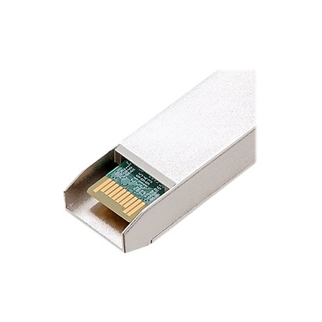 Detailaufnahme einer silberfarbenen elektronischen Komponente mit freiliegender Platine.