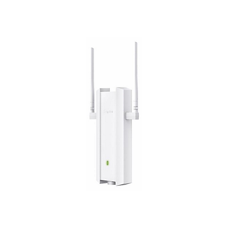 Point d'accès Wi-Fi blanc avec deux antennes. Une LED verte en bas.