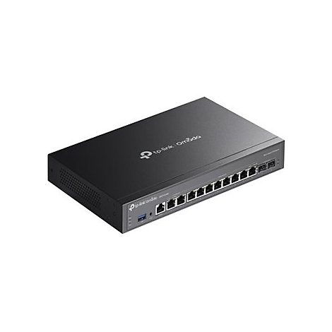 Commutateur réseau noir TP-Link, logo Omada, rangée de ports.
